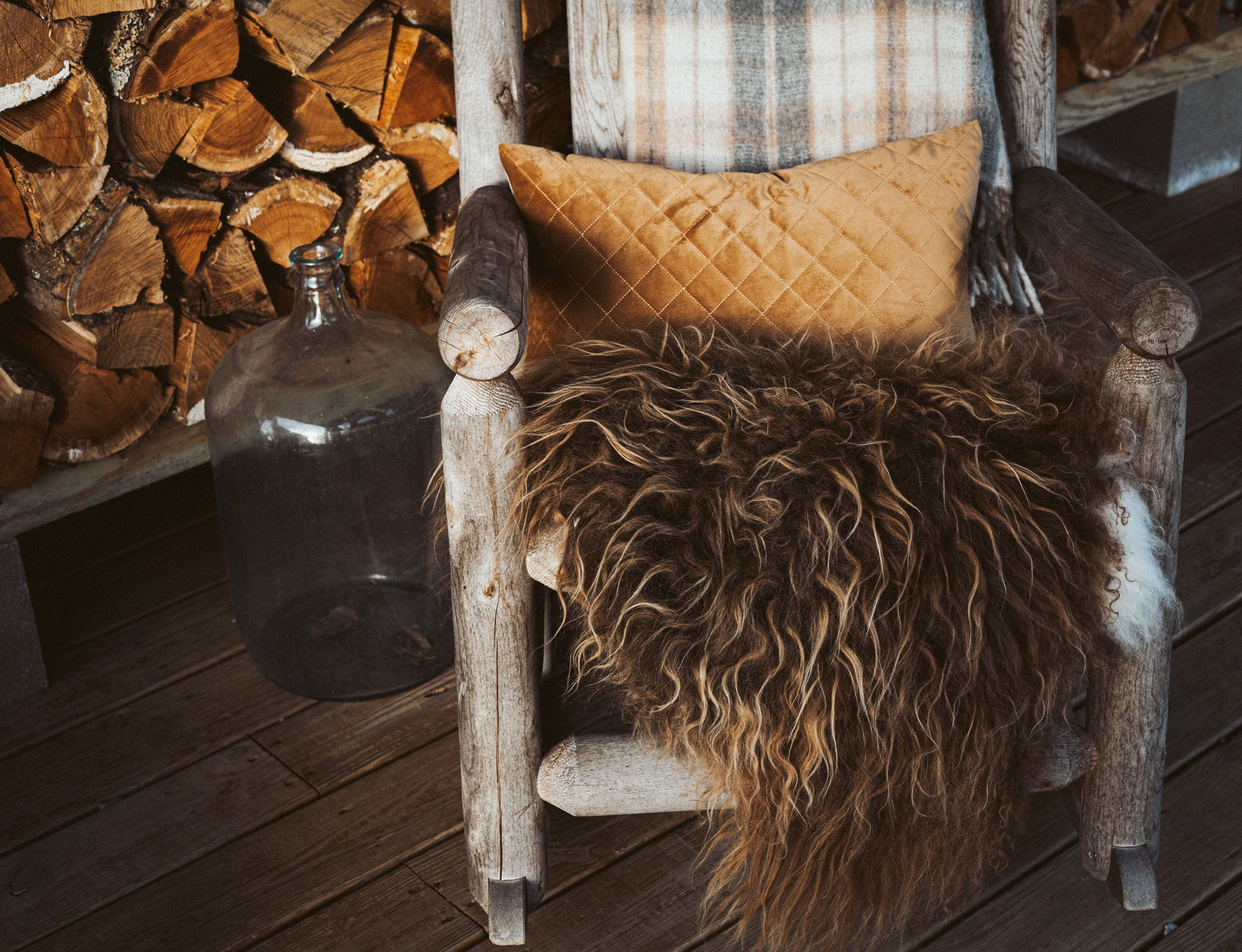 Rue Icelandic Sheepskin on a porch